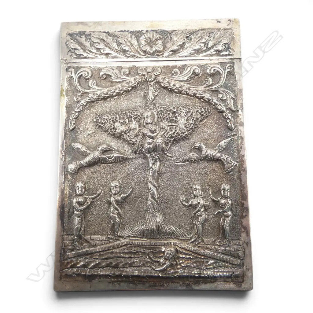 ANGLO INDIAN SILVER CARD CASE testing 105gms 80% or above Image 1++