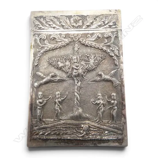ANGLO INDIAN SILVER CARD CASE testing 105gms 80% or above