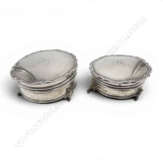 2 STG SILVER JEWELLERY BOXES, FAULTS, 197gms