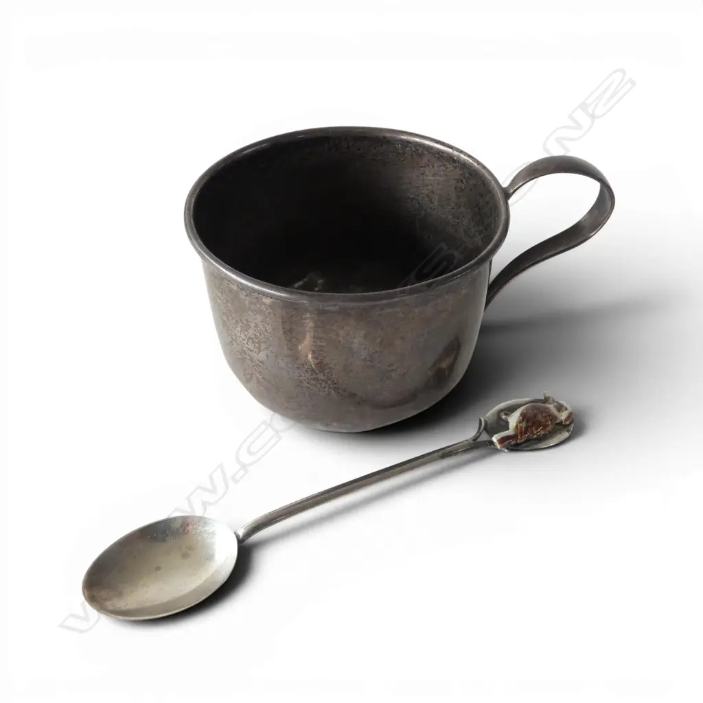 STG SILVER CUP & STG SOUVENIR SPOON w. KOOKABURRA 40gms TW Image 1++