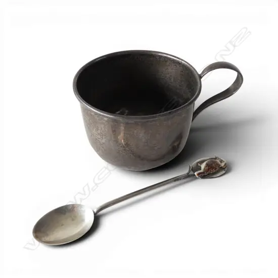 STG SILVER CUP & STG SOUVENIR SPOON w. KOOKABURRA 40gms TW