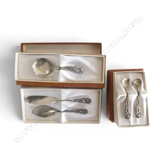 3 BOXED STG SILVER MINIATURE UTENSILS 47gms TW