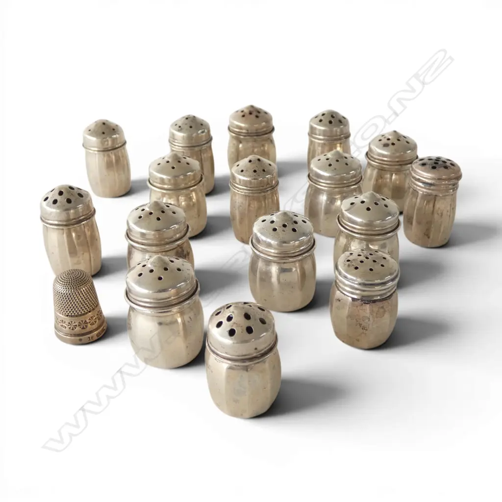 16 STG SILVER S&P SHAKERS + STG SILVER THIMBLE 83gms TW Image 1++