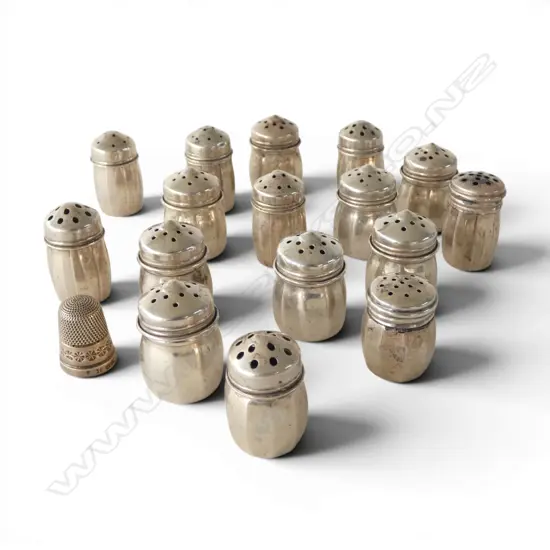 16 STG SILVER S&P SHAKERS + STG SILVER THIMBLE 83gms TW