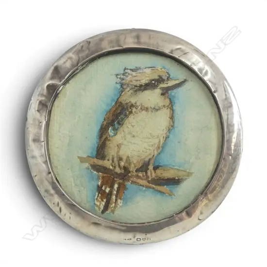 WATERCOLOUR OF A KOOKABURRA  w. inscription verso IN STG SILVER FRAME, CHESTER 1915
