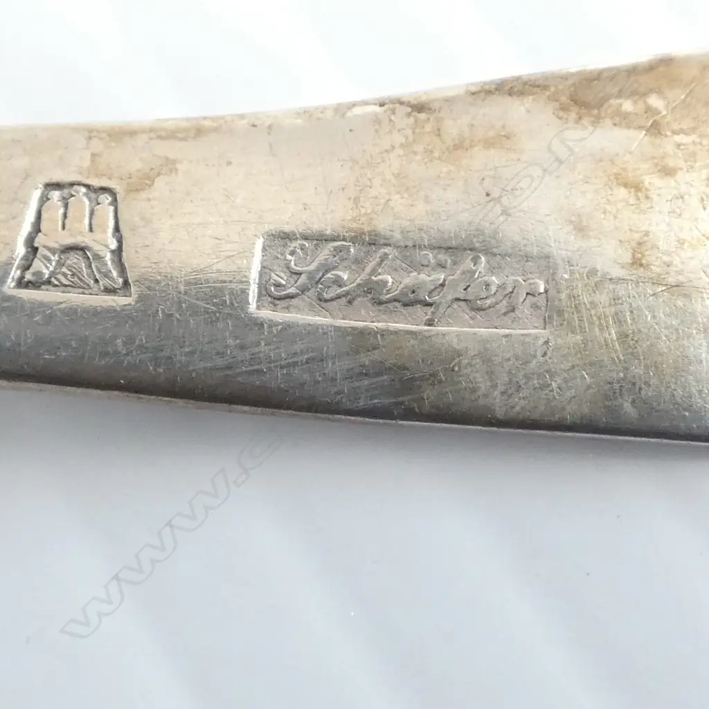 4 COIN SILVER TABLE SPOONS 'SCHAFER' L.220mm 169gms Image 1++