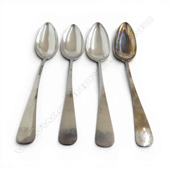 4 COIN SILVER TABLE SPOONS 'SCHAFER' L.220mm 169gms