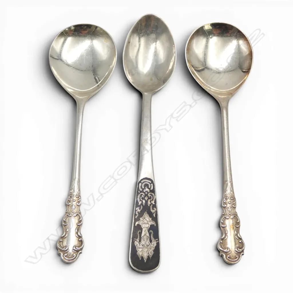 3 STERLING SILVER SPOONS 48gms Image 1++