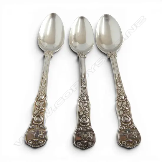 3 STG SILVER TEASPOONS, LONDON 1884 118gms