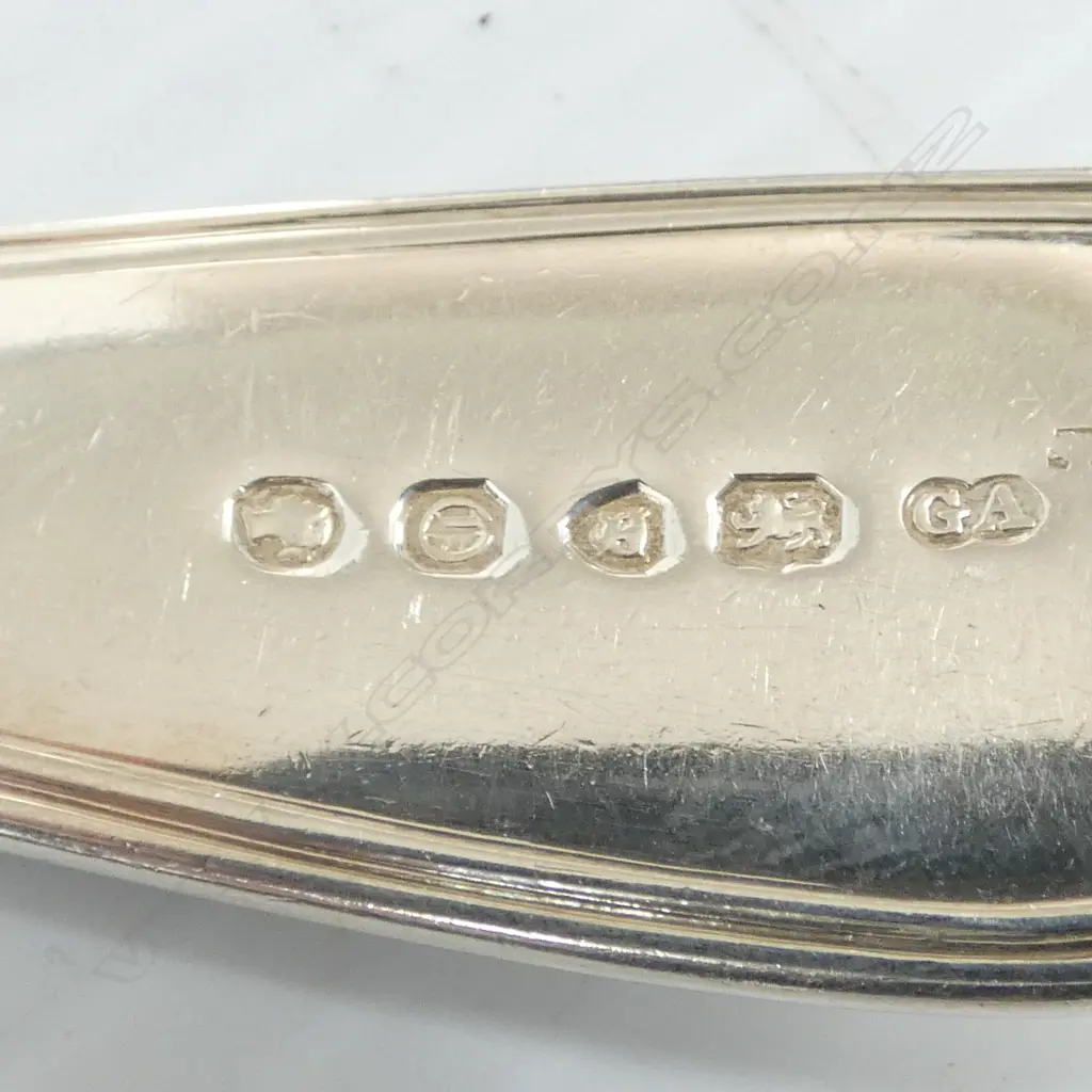 4 STG SILVER TABLE SPOONS, GEORGE ADAMS, LONDON 1849 L.220mm 356gms Image 1++