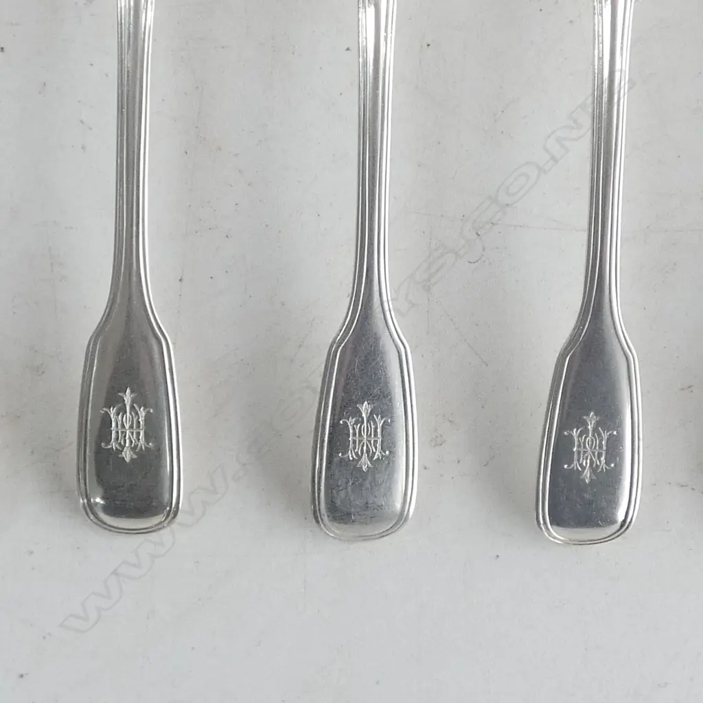 9 STG SILVER TEA SPOONS, GEORGE ADAMS, LONDON 6x1849, 3x1851 L.145mm 242gms Image 1++