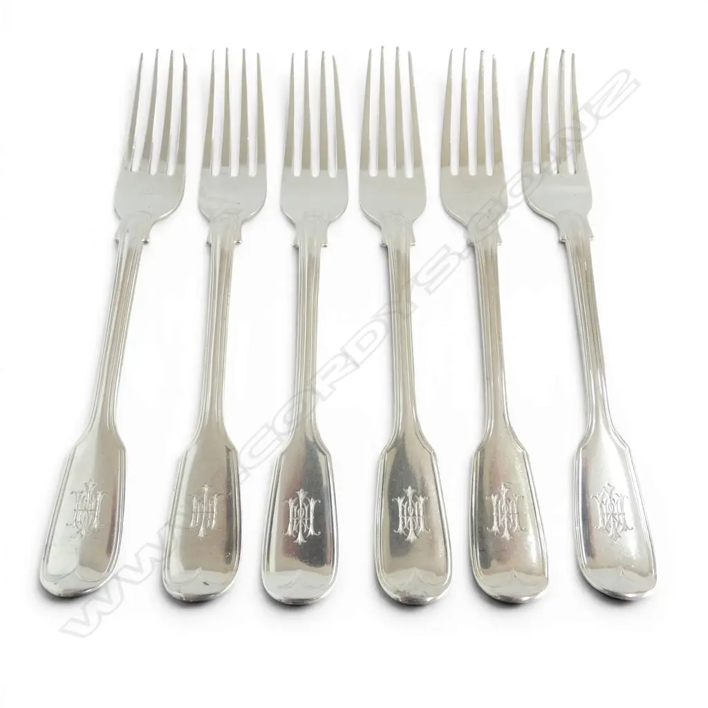 6 STG SILVER LUNCHEON FORKS, GEORGE ADAMS, LONDON 1849 L.170mm 306gms Image 1++