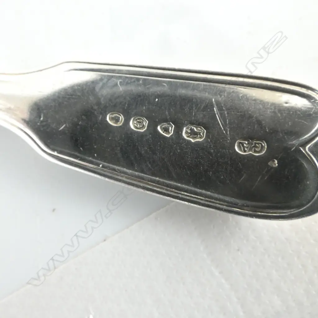 6 STG SILVER DESSERT SPOONS, GEORGE ADAMS, LONDON 1849 L.180mm 333gms Image 1++