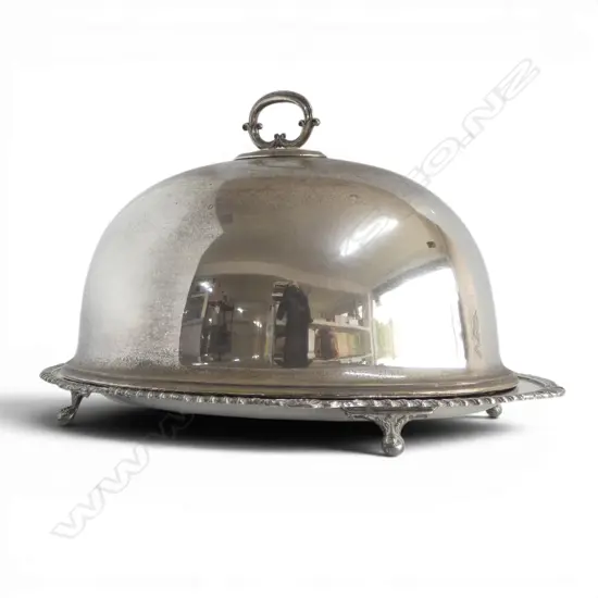 SILVER PLATE MEAT DISH 485x340mm + FOOD DOME