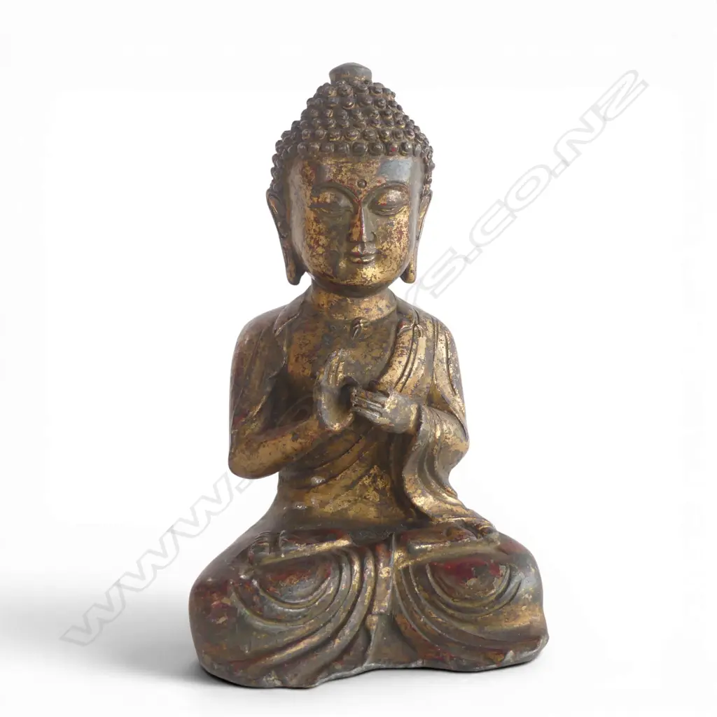 ORIENTAL GILT METAL BUDDHA H.165mm Image 1++