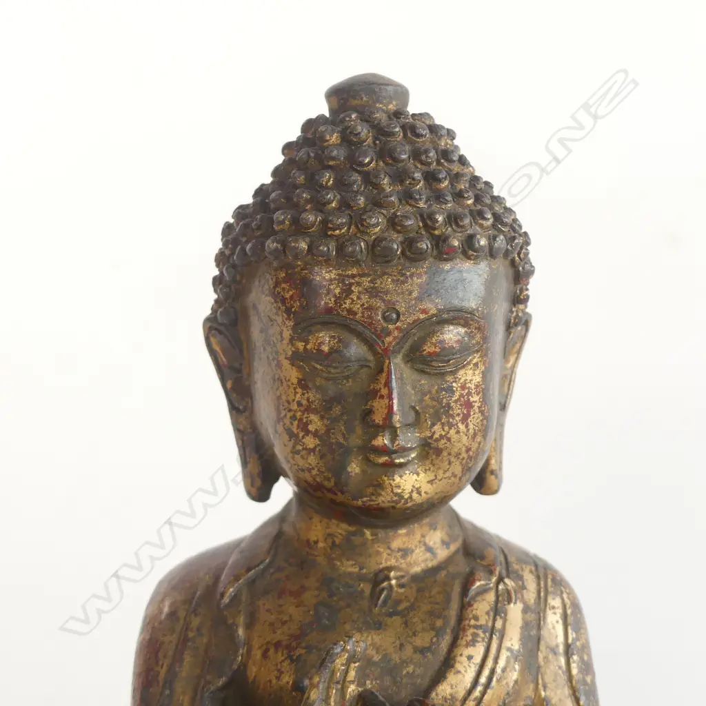 ORIENTAL GILT METAL BUDDHA H.165mm Image 1++