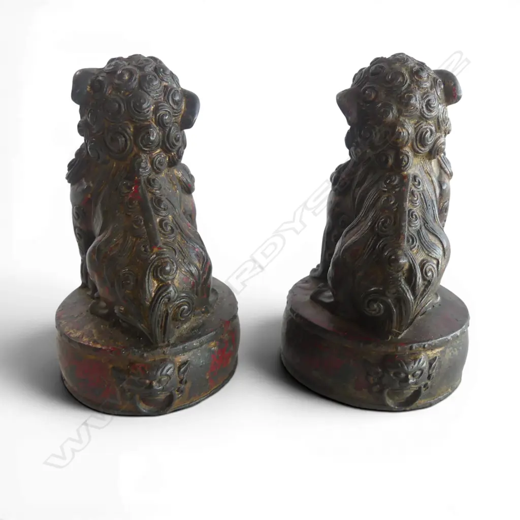 PR ORIENTAL GILT METAL TEMPLE / FU DOGS H.100mm Image 1++