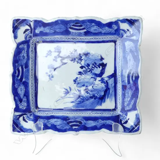 MEIJI JAPANESE Blue & White DISH flowering gnarly tree design 260 x 230mm