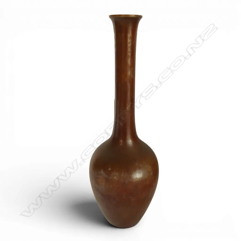 VINTAGE JAPANESE TAKEGISHI BRONZE VASE, H.270mm, stamped on base Image 1++