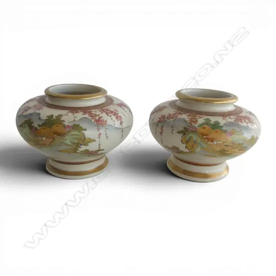 PR SOKO CHINA HAND PAINTED SATSUMA VASES H.85mm