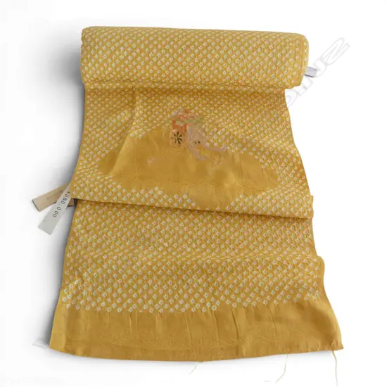 Unused 1980's NISHIJIN TEXTILE (Kyoto) JAPANESE textured yellow gold SILK ROLL L.12M W.370mm. New old stock