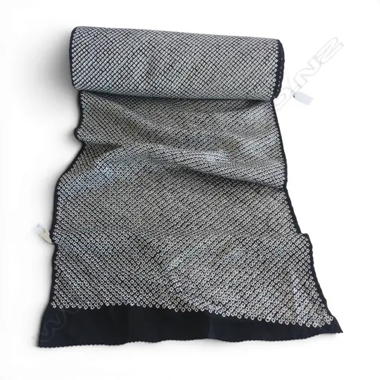 Unused 1980's NISHIJIN TEXTILE (Kyoto) JAPANESE black & white SILK ROLL L.12M W.370mm. New old stock