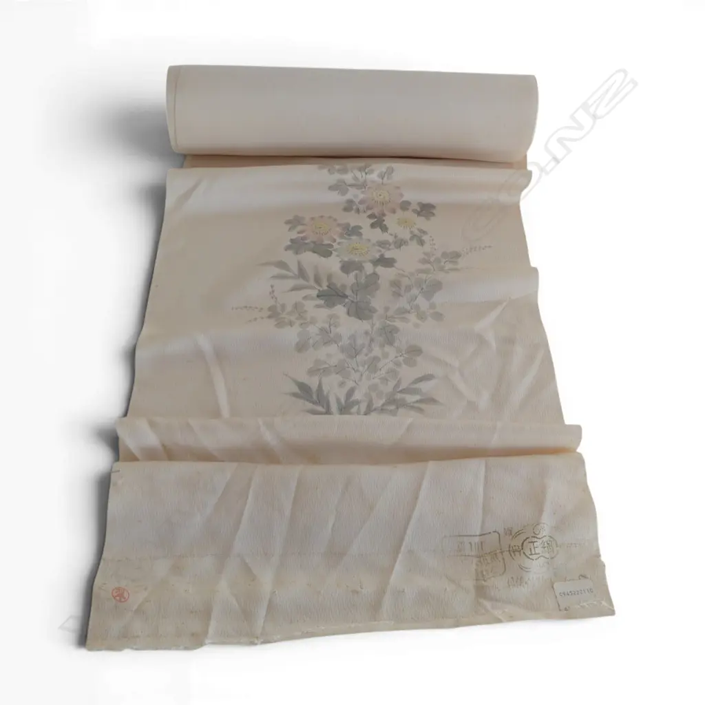 Unused 1980's NISHIJIN TEXTILE (Kyoto) JAPANESE SILK ROLL L.12M W.370mm. New old stock Image 1++