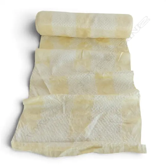 Unused 1980's NISHIJIN TEXTILE (Kyoto) JAPANESE textured pale lemon SILK ROLL L.12M W.370mm. New old stock