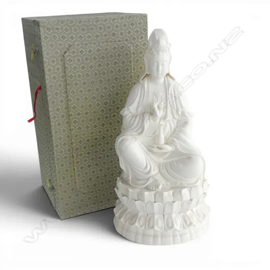 CHINESE BLANC DE CHINE PORCLAIN FIGURE IN ORIGINAL BOX H450MM