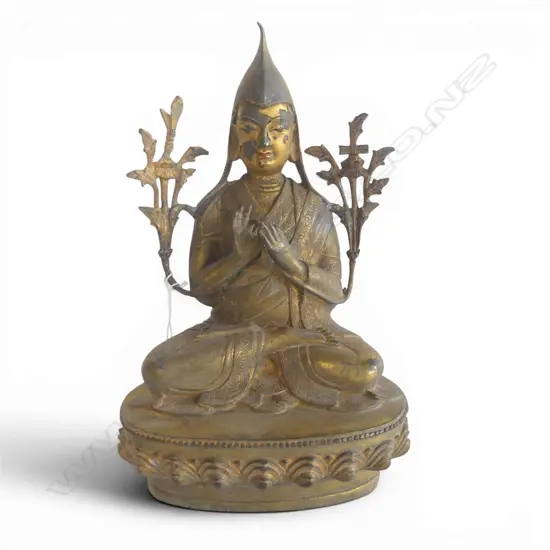 ORIENTAL GILT METAL BUDDHA H.265mm