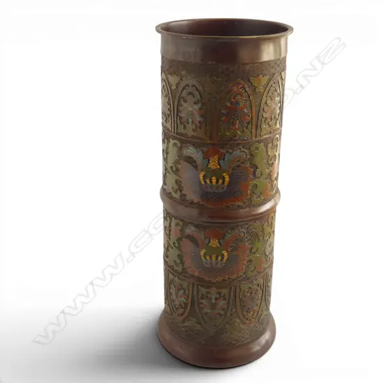 ORIENTAL CHAMPLEVE ENAMELLED UMBRELLA STAND H.595mm