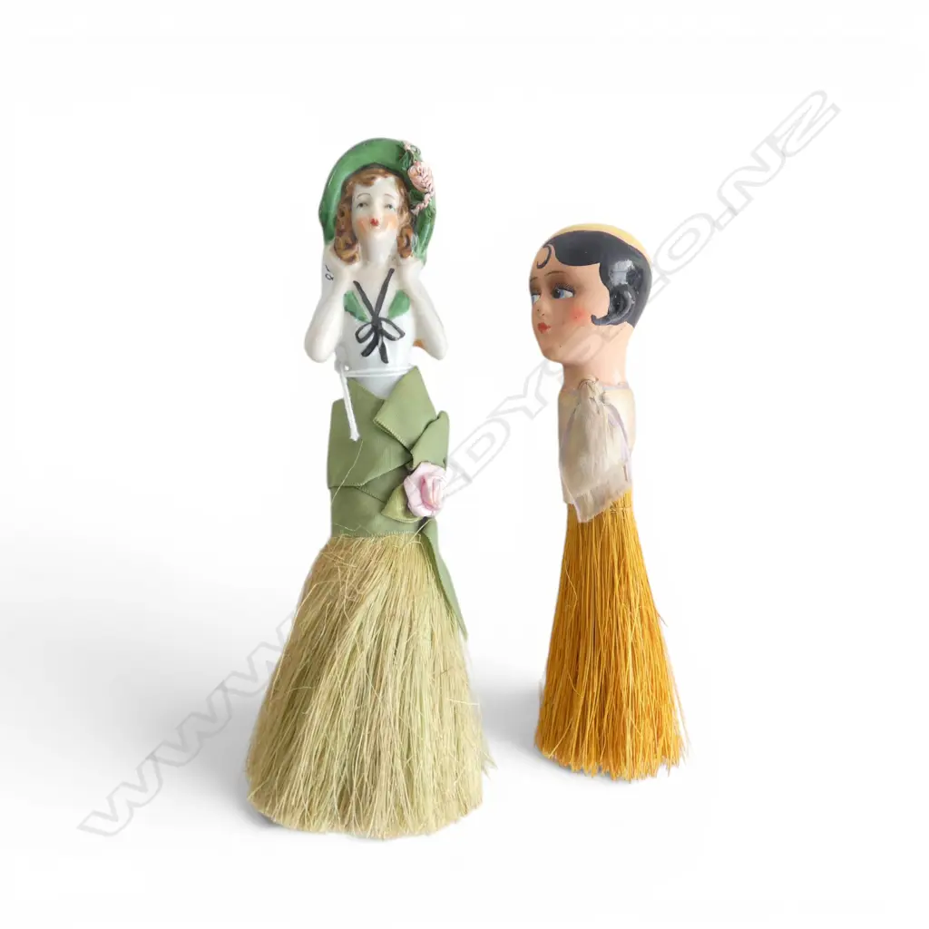 2 ART DECO HALF DOLL CRUMB BRUSHES Image 1++