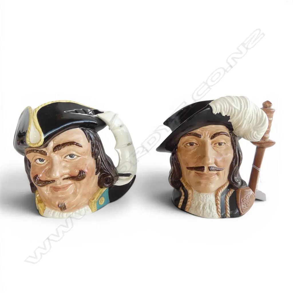 2 LARGE SIZE RD CHARACTER JUGS ATHOS  & CAPT MORGAN H190MM  CHIP TO ATHOS Image 1++