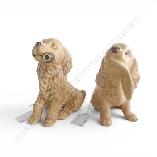 2 PCS SYLVAC; SPANIEL w PIPE #3275 & SPANIEL w SLIPPER #3887, H.130mm