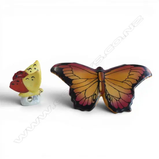 2 VINTAGE ROYAL DOULTON BUTTERFLIES, 1 to clip over bowl, OTHER SUGAR BOWL COVER TOP