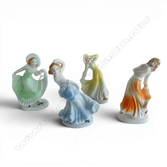4 DECO CHINA HALF DOLL DANCING GIRLS, H.70mm