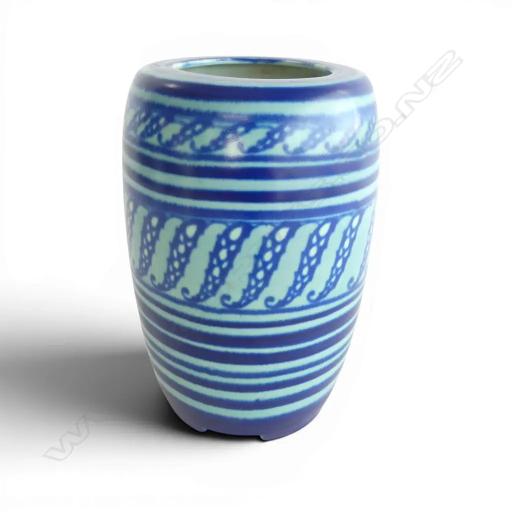 ROYAL DOULTON BLUE PAT. BARREL FORM VASE H.220mm Image 1++