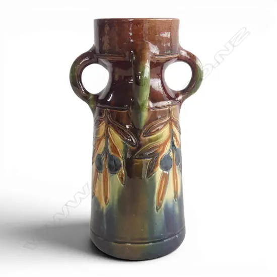 BELGIUM ARTS & CRAFTS 4 HANDLED VASE EARLY 1900S H255MM