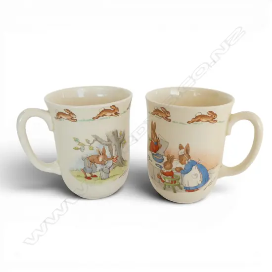 2 VINTAGE BUNNYKINS MUGS, H.90mm 