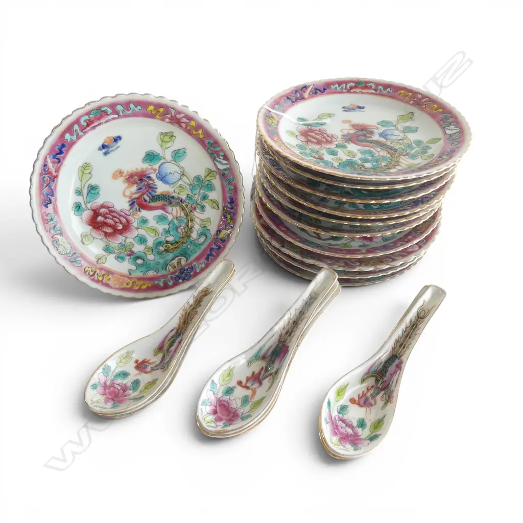 11 ORIENTAL PLATES + 9 SPOONS Image 1++