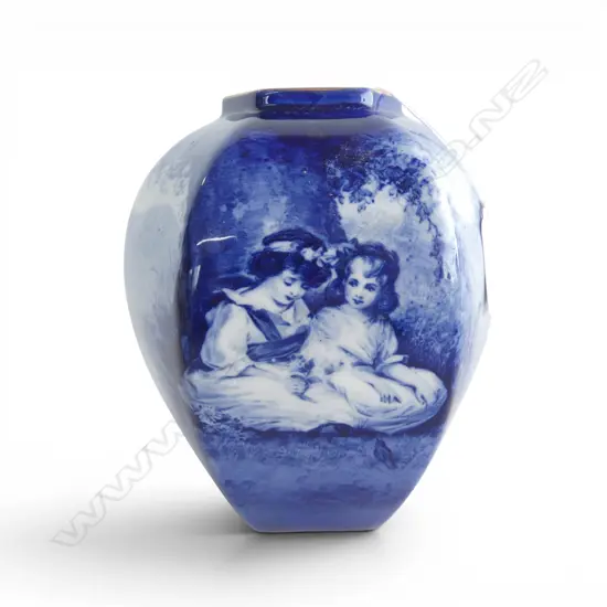 ROYAL DOULTON BLUE CHILDREN VASE, H.160mm