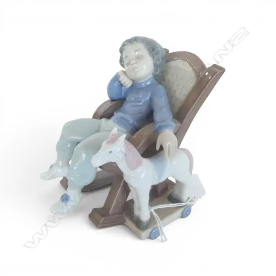 LLADRO BOY IN ROCKING CHAIR FIGURINE H.125mm