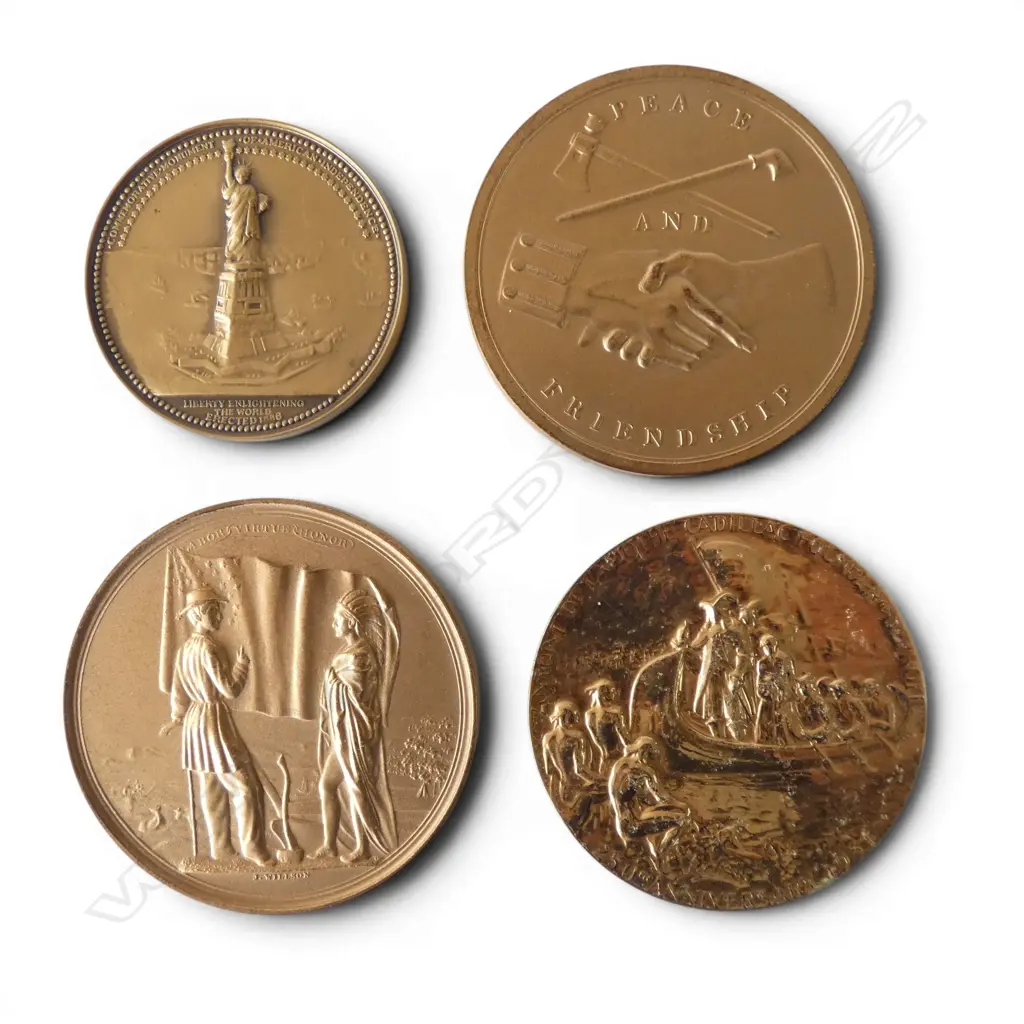 4 AMERICAN BRONZE TOKENS 75mm dia Image 1++