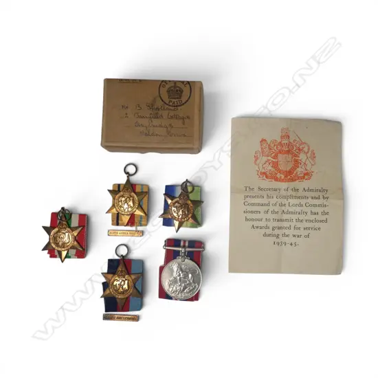 5 WWII MEDALS EX BRUCE SHORTLAND MERCHANT SEAMAN HMS BULOLO...