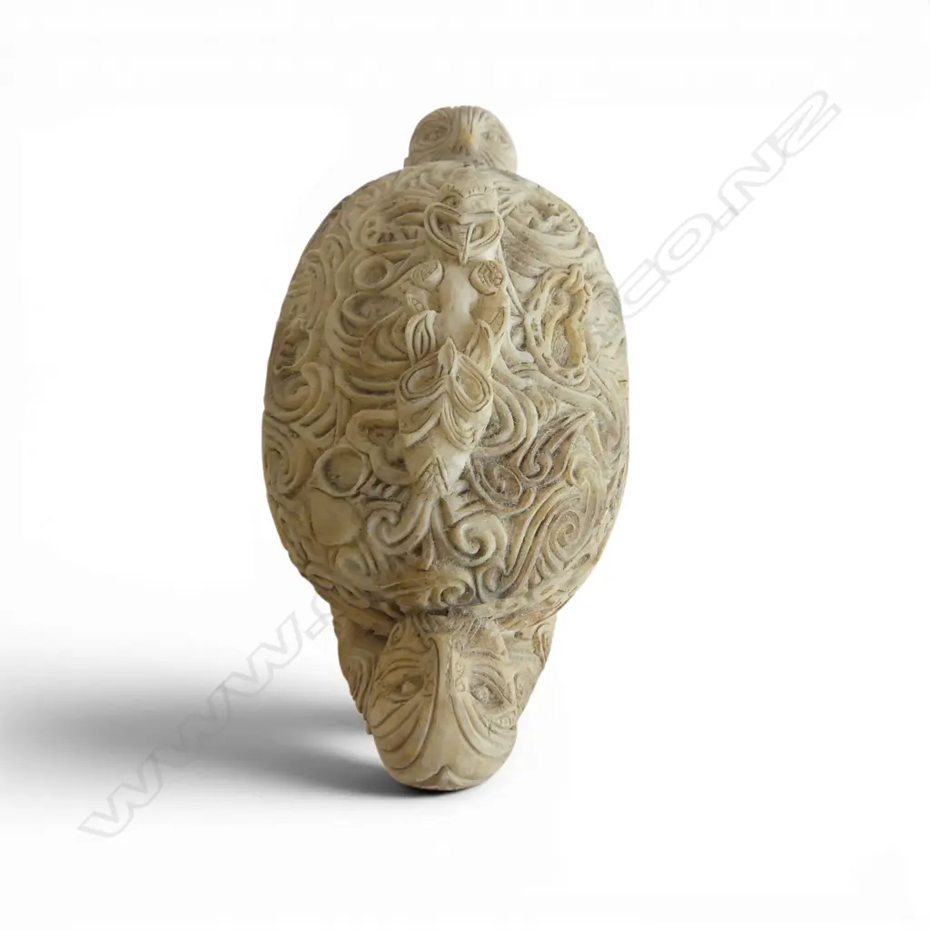 FINELY DECORATED RESIN MAORI KUMETE (TREASURE BOX), L.150mm Image 1++