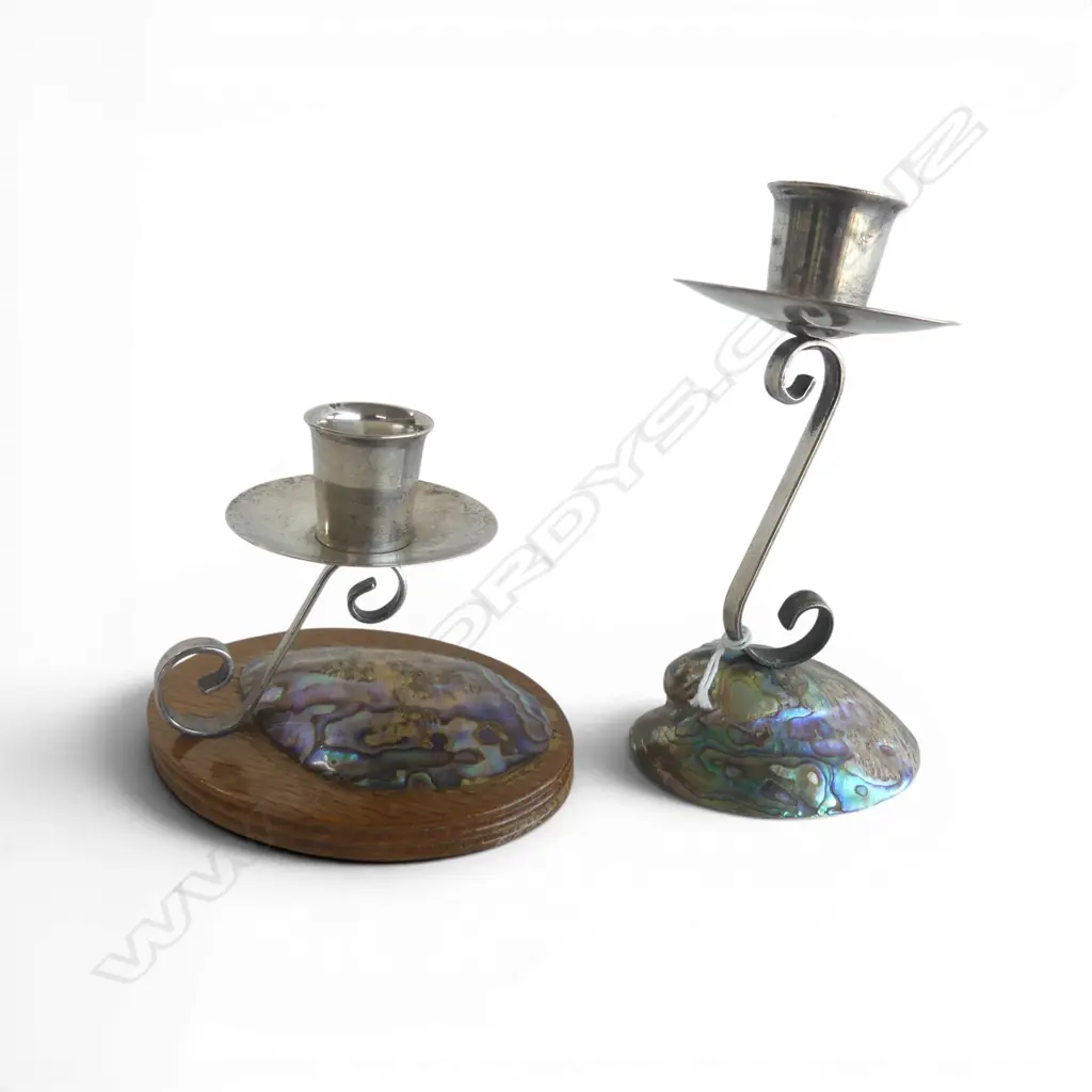 2 ATAAHUA PAUA CANDLESTICKS H.80 / 130mm Image 1++