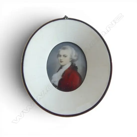 GEORGIAN MINIATURE OF W.A. MOZART IN IVORY FRAME H.85mm