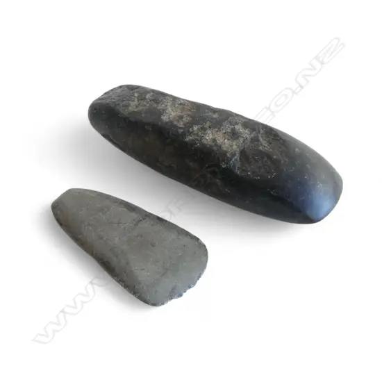 2 OLD PACIFIC STONE OLD ADZES L's.150 & 85mm