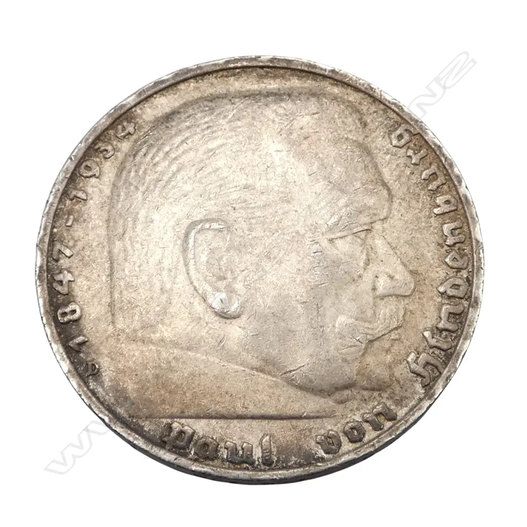 GERMAN 1938 5 MARK COIN Image 1++