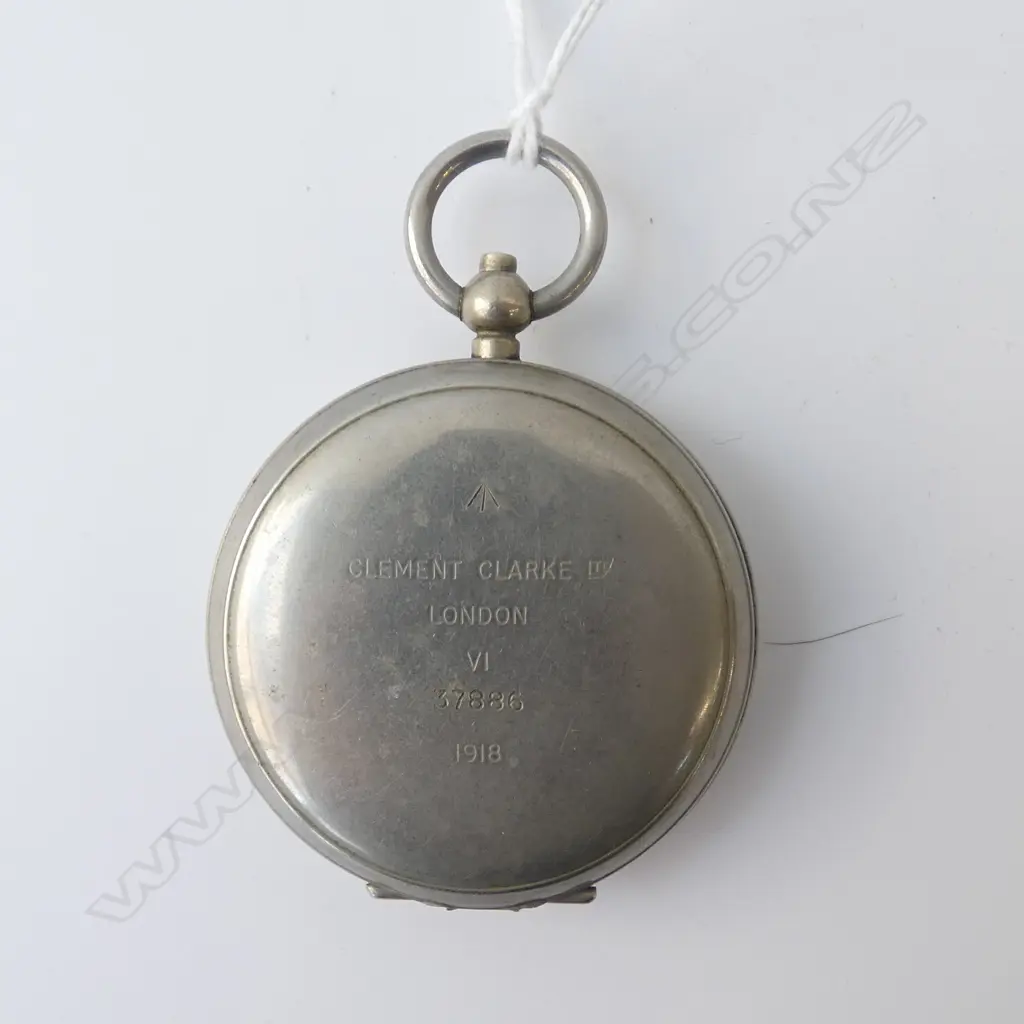 WWI MILITARY PLATED COMPASS 37886 w. military broad arrow Image 1++